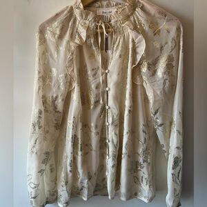 Haver&Blair London Cream Blouse with Gold Accents BNWT XS